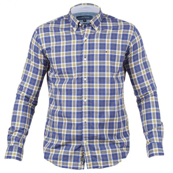 Camisa Tommy Hilfiger 12 Xadrez Azul/Amarelo